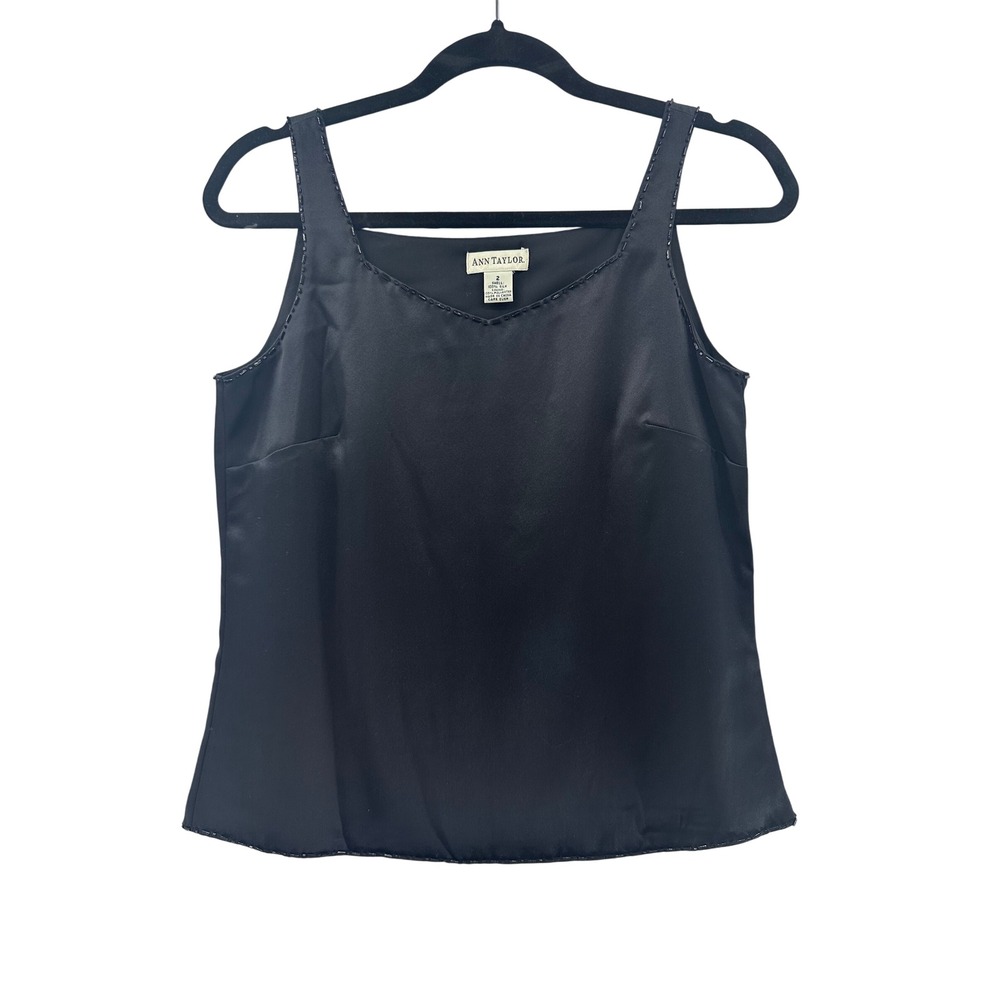 Ann Taylor Silk Beaded Tank Top Sleeveless Party Cocktail Blouse